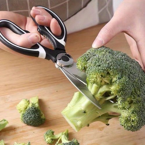 Multifunkcionális rozsdamentes acél konyhai olló - Baromfi olló dió- és üvegnyitóval - Alapvető ételkészítő eszköz csirke, kacsa és hal előkészítéséhez