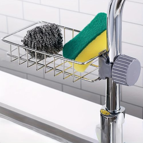 Rozsdamentes acél konyhai csaptelep szivacstartó - Praktikus tároló megoldás a mosogatóhoz
