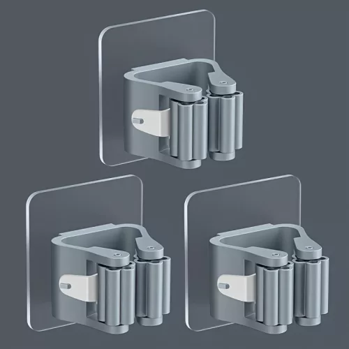 Könnyen Szerelhető Fehér Felmosó és Seprű Tartó, 4 Darabos Csomag