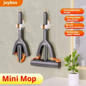   Joybos Kompakt Mini Felmosó Készlet 2 Cserélhető Szivacsfejjel, Könnyű Tisztításhoz