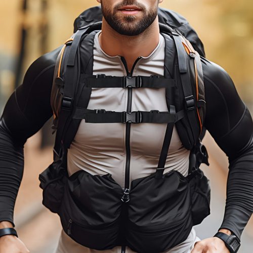 Fekete Hátizsák és Mellkasi Táska Heveder Kényelmes Rögzítéssel