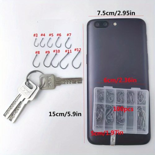 100db Vegyes Méretű Horgász Horog Készlet - Többféle Halászati Igényhez