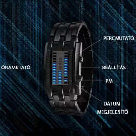   Futurisztikus bináris LED karóra innovatív időmegjelenítéssel férfiaknak és nőknek