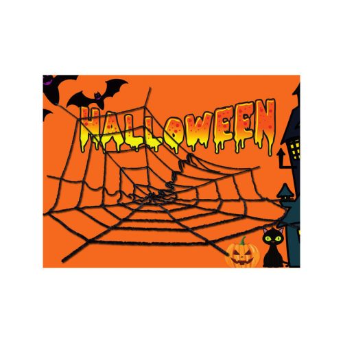 Fekete Mesterséges Nagy Pókháló Halloween Dekoráció - Beltéri és Kültéri Használatra