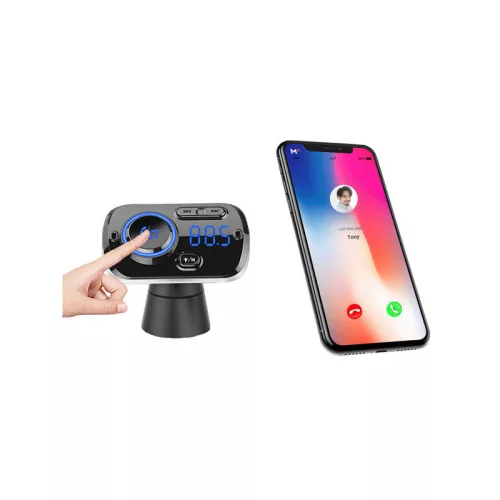 Bluetooth USB 5.0 multifunkciós FM adó 8 az 1-ben autós adapterrel és zenelejátszási funkcióval