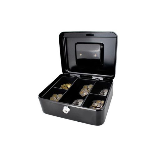 Fekete pénzesdoboz - Biztonságos pénztároló doboz gyerekeknek és felnőtteknek, ajándék ötlet, pénzgyűjtő és pénzszámláló funkcióval