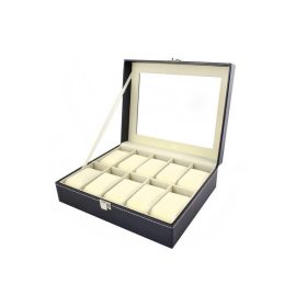   10 rekeszes karóra tároló doboz - óratartó szekrény rekeszekkel