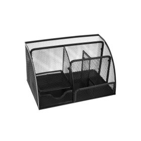   Íróasztali szervező - 6 rekeszes tároló - fekete színű irodai rendszerező