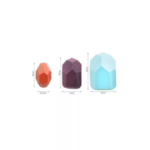 Kavics/fa építőkocka - 16 db 22475, kreatív oktatási játék gyerekeknek, színes kavics formájú fa kockák