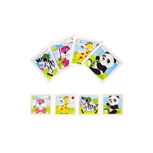 Állatos, 9 darabos fa puzzle gyerekeknek - Fejlesztő játék szett (4db)