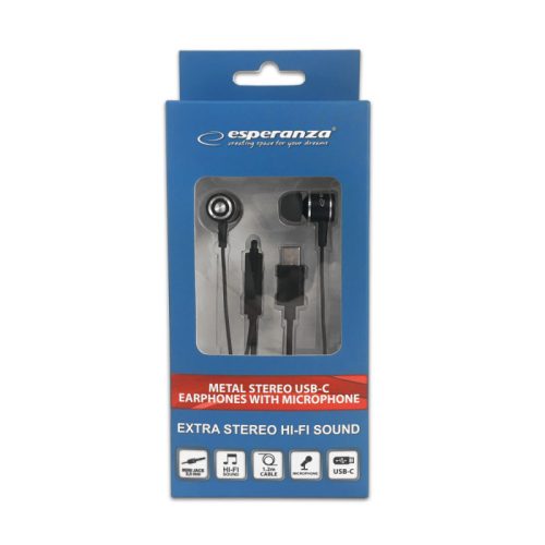 Esperanza EH204K Fém Fülhallgató Mikrofonnal és USB-C Csatlakozóval - EH204K