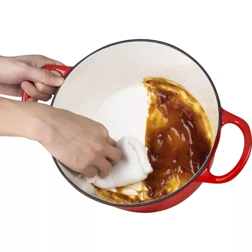 Zománcozott öntöttvas edény fedővel 4L, piros