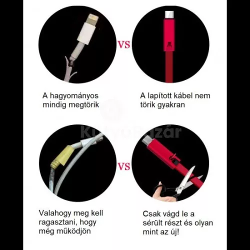 Elnyűhetetlen telefontöltő kábel, 1 m hosszú