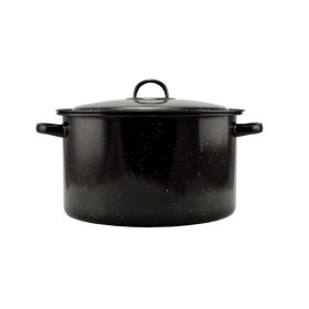 Zománcozott Lábas fedővel 30 cm 10,5 liter fekete