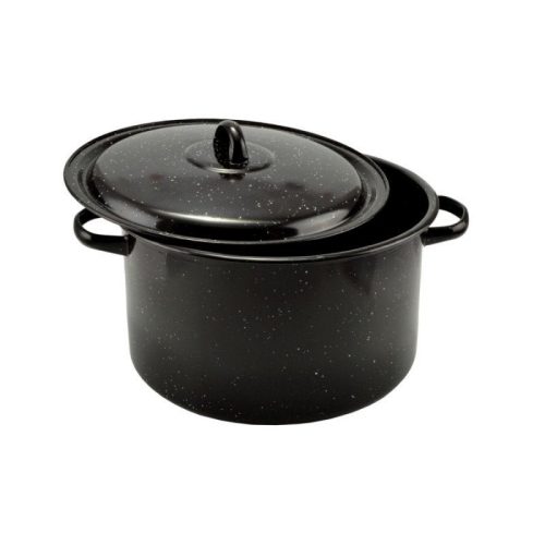 Zománcozott Lábas fedővel 30 cm 10,5 liter fekete