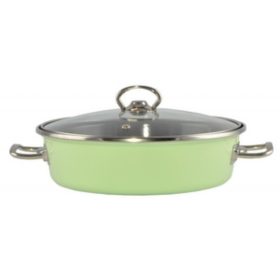   Zöld Elite Zománcozott szeletsütő lábas 24 cm + üvegfedő