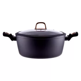   Golden Line tapadásmentes alumínium lábas üvegfedővel, 28cm, 6,1L, indukciós