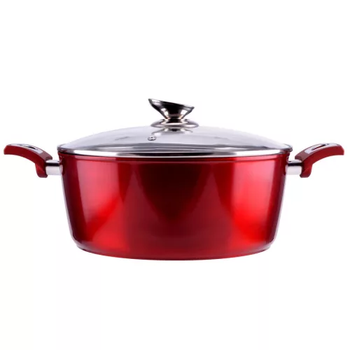 Tapadásmentes alumínium lábas üvegfedővel, indukciós, 30cm, 7.2L, Red Line 10399