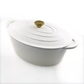   Perfect Home zománcozott öntöttvas ovális kacsasütő 30cm 4.2L fehér