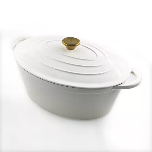 Perfect Home zománcozott öntöttvas ovális kacsasütő 30cm 4.2L fehér