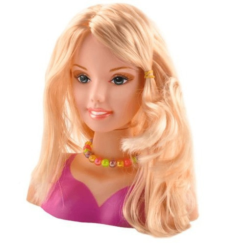 Fodrász babafej + kozmetikai kellék