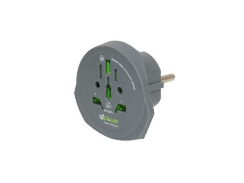 Q2 power utazóadapter, World to Europe