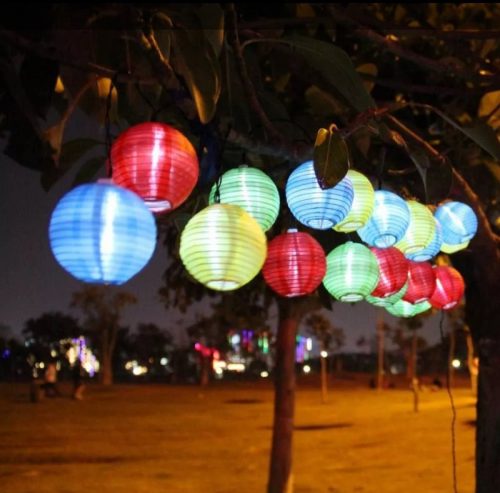 Party lampion, 10 LED-es, elemes