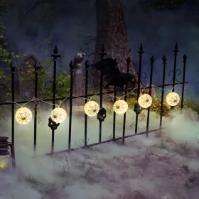   Halloween-i pókos, fehér lampion fényfüzér (7,5 × 165 cm)