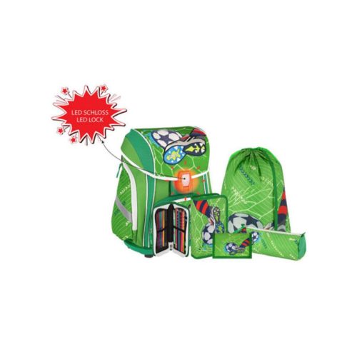 Spirit Football Green 5 db-os iskolatáska szett kiegészítőkkel LED fénnyel