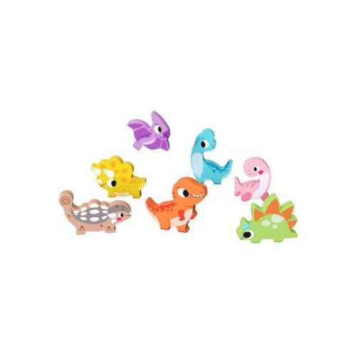 Tooky Toy: Könnyen fogható fa formakirakó - Dinók