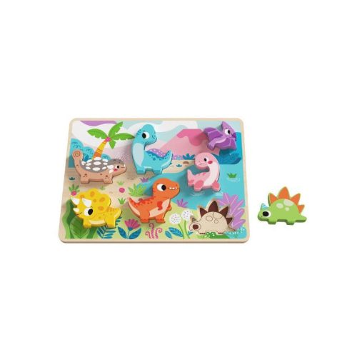 Tooky Toy: Könnyen fogható fa formakirakó - Dinók