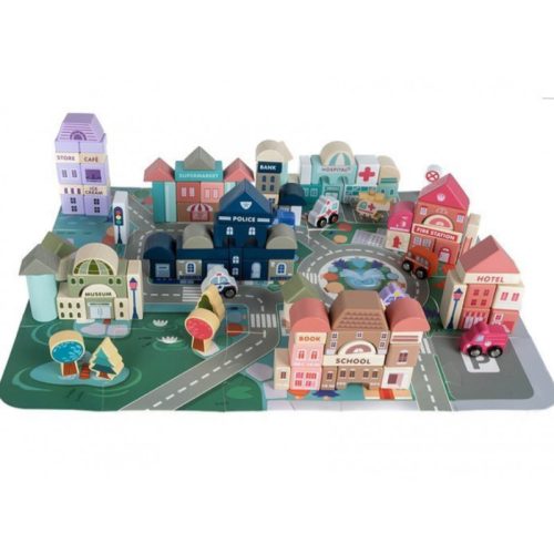 Fa kocka játék város készlet