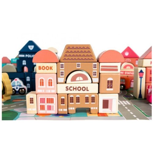 Fa kocka játék város készlet