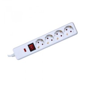   Túlfeszültség védett hálózati elosztó, kapcsolós, 4 aljzat, 1,5 m