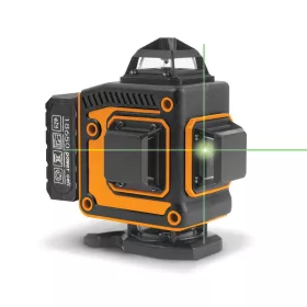  Handy Lézeres szintező szett - max 15 m - 16 zöld lézer - 3D/360° - 2 akkumulátor, 2 konzol, szemüveg