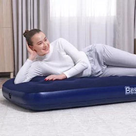   Bestway Felfújható matrac - egyszemélyes, velúr - kék - 185 x 76 x 22 cm