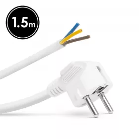   Delight Hálózati szerelhető tápkábel dugóval - 1,5 m kábellel - 3 x 1,5 mm² - fehér