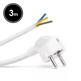   Delight Hálózati szerelhető tápkábel dugóval - 3 m kábellel - 3 x 1,5 mm² - fehér