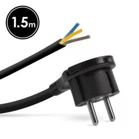   Delight Hálózati szerelhető tápkábel dugóval - műanyag füllel - 1,5 m kábellel - 3 x 1,5 mm2 - fekete