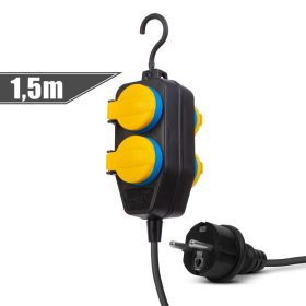   Delight Kültéri elosztó fedéllel - 1,5 m - 4 x 230V - 3 x 1,5 mm2, gumi - IP44