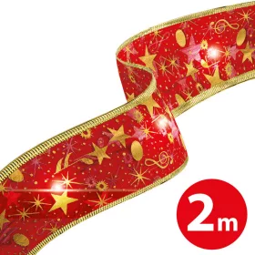   Family Karácsonyi LED-es szalag - piros - 2 m x 5 cm - 2 x AA