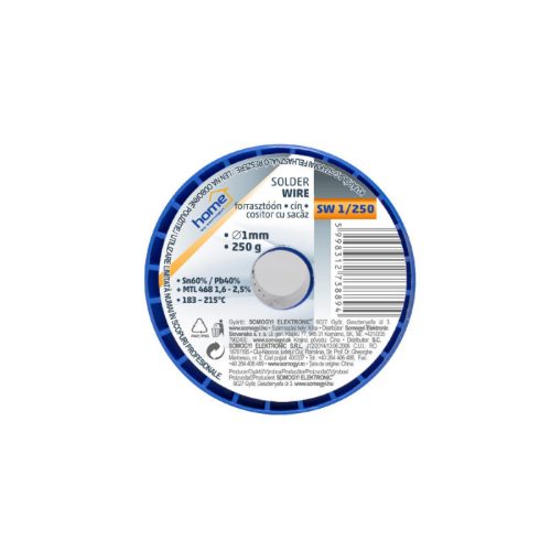 Home SW 1,5/250 forrasztóón, 1,5mm, 250g, európai gyártótól származó kiváló minőségű forrasztóón, összetétel: SN/PB: 60/40%, gya