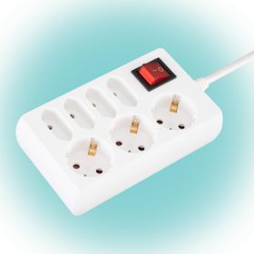   Home NV 17/WH hálózati elosztó, 1,5 m, H05VV-F 3G1,0 mm2 kábel, kapcsolós, IP20 kivitel, 3 védőérintkezős és 4 euro aljzat, max.