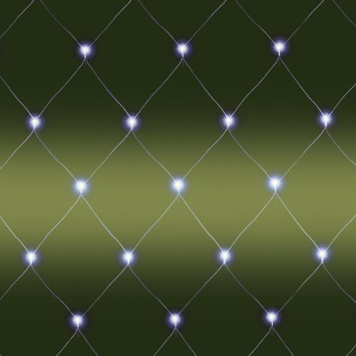 Home KLN 400C/WH LED-es háló, 6x4 m / 400 db hidegfehér LED, zöld vezeték, állófényű, hálózati adapter, kül- és beltéri kivitel