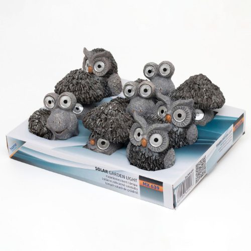 Home MX 639 napelemes kerti lámpa, gomba / bagoly / csiga,  fehér LED, automatikus, akkumulátoros