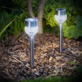   Garden of Eden LED-es szolár lámpa - leszúrható - szálcsiszolt fém + üveg - 270 mm