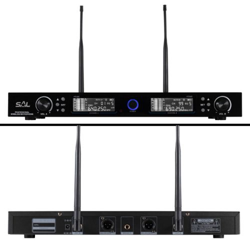 SAL MVN 910 vezeték nélküli mikrofonszett, digitális zajszűrés, 2x100 csatorna, ~140 m hatótáv, UHF frekvenciasáv, rack kompatib