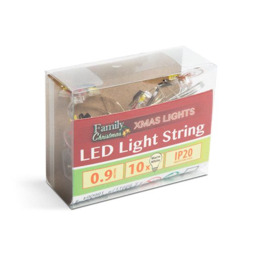 Family LED fényfüzér - hóember - 10 LED - 1,2 méter - melegfehér - 2 x AA