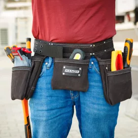   Handy bőr szerszámtartó öv 7 zsebbel, 1 kalapácstartóval, 4 ceruzatartóval
