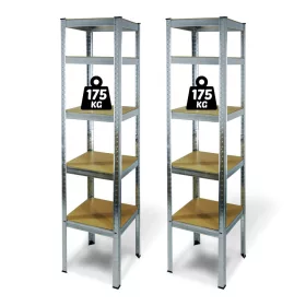   5 szintes fémpolc állvány, max. 175 kg, 180 x 40 x 40 cm, 2 db / csomag